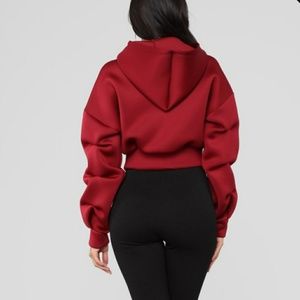 Burgundy hooded crop top NWOT